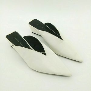 Zara Trafaluc White Chunky Mules Pointed Toe 36